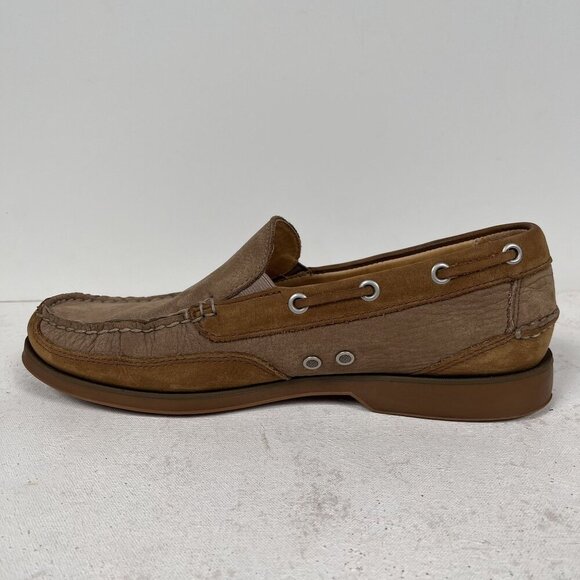 Tommy Bahama Seaport Taupe Camel Leather Loafers Size 9 M